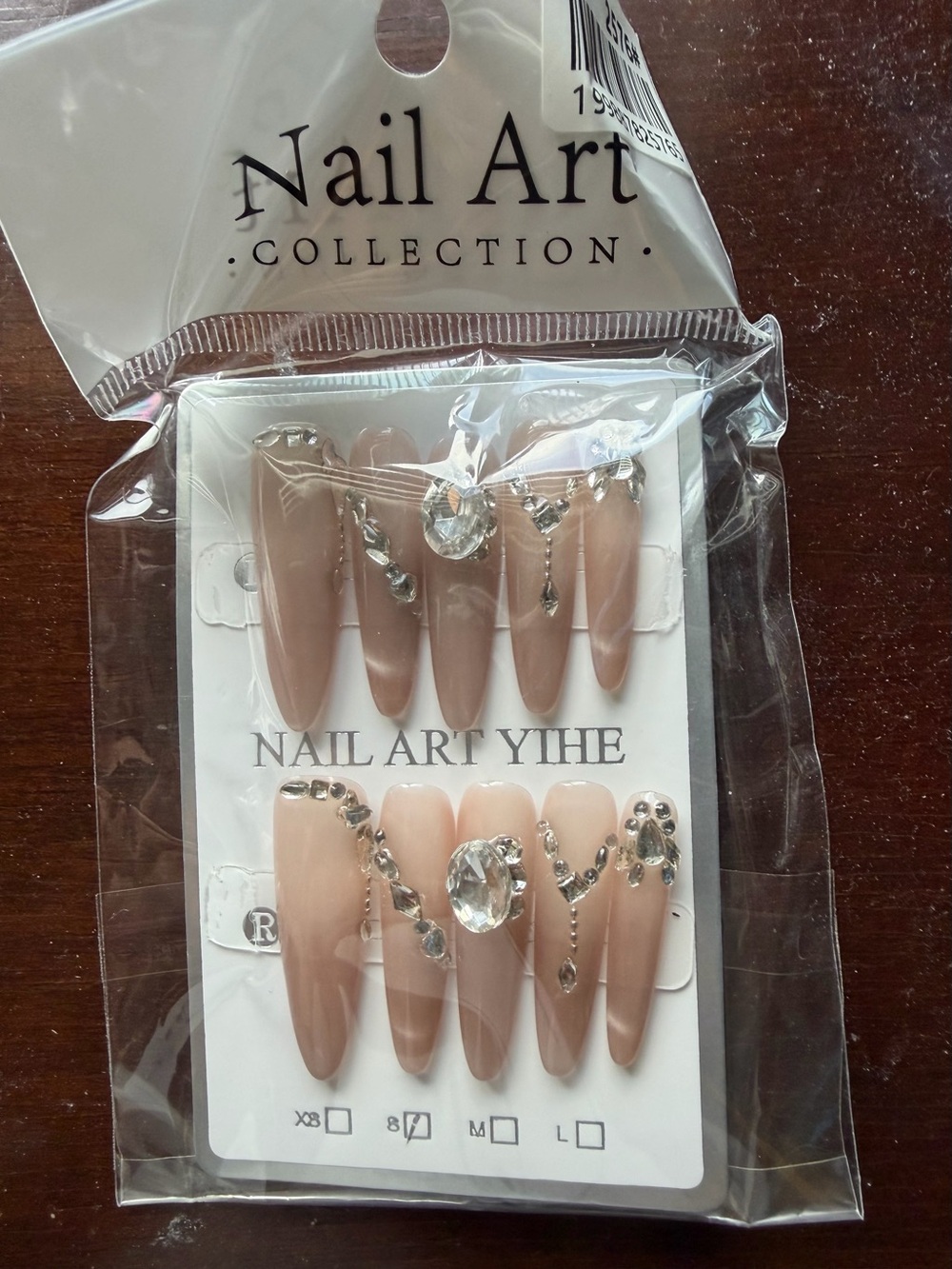 Nude Rhinestone Press-On Nails